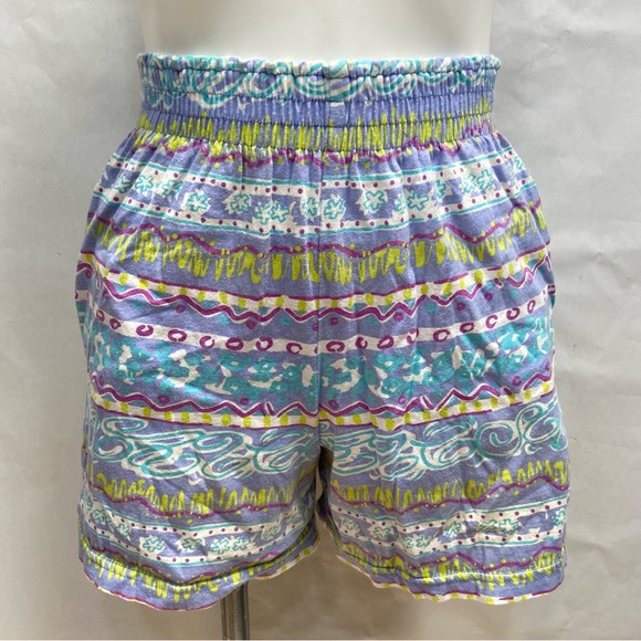 VINTAGE 80s RARE OP OCEAN PACIFIC PRINTED HIGH RISE PULL ON COTTON SHORTS - Picture 4 of 16